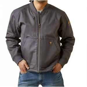 NEW ARIAT rebar duracanvas bomber jacket tall in grey